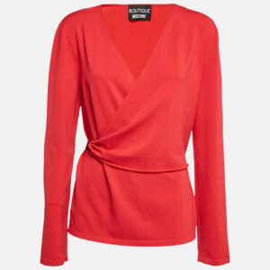 Boutique Moschino Red Stretch Knit Wrap Style Jumper M