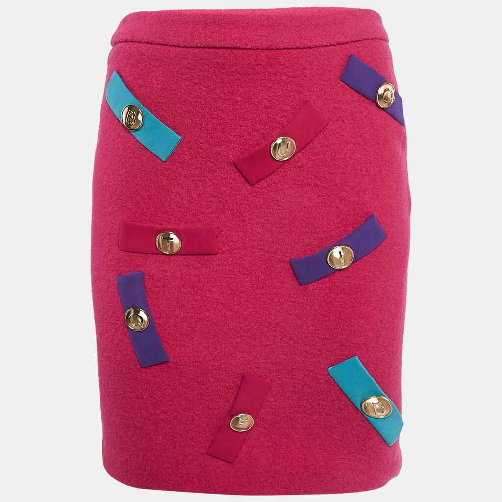 luxury-women-boutique-moschino-used-clothes-p1107431-002 Boutique Moschino Pink Embellished Wool Pencil Skirt S