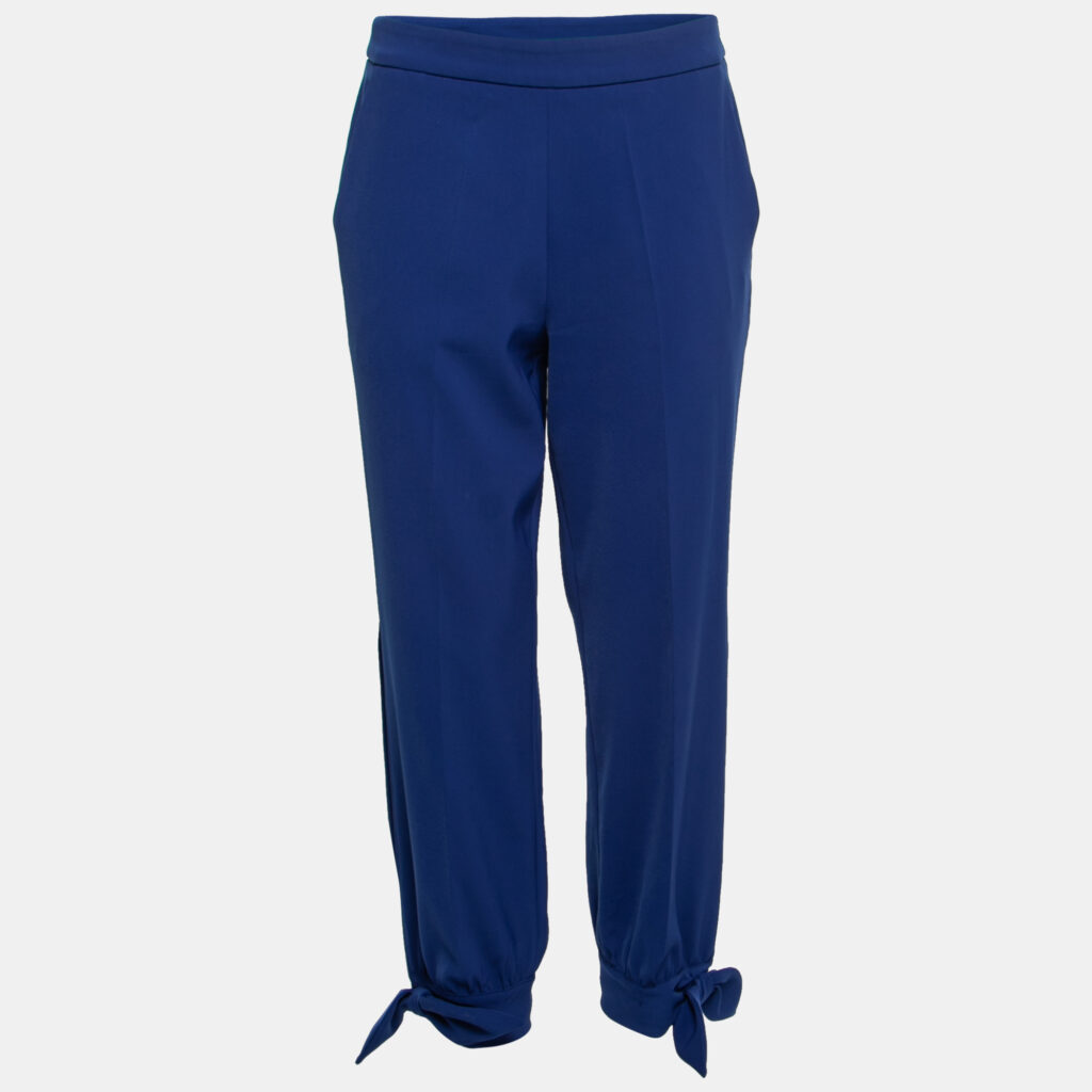luxury-women-boutique-moschino-used-clothes-p728759-002 Boutique Moschino Blue Crepe Stretch Bow Detail Trousers M