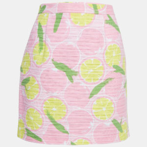 Boutique Moschino Pink Lemon Print Cotton Mini Skirt M