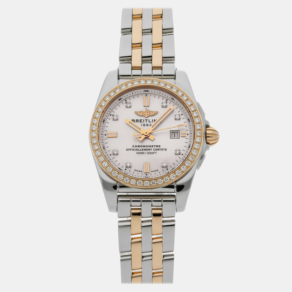 luxury-women-breitling-used-watches-p1120960-005 Breitling Galactic C7234853/A792 Quartz Mother of Pearl 18k Rose Gold Stainless Steel Women’s Wristwatch 29 mm