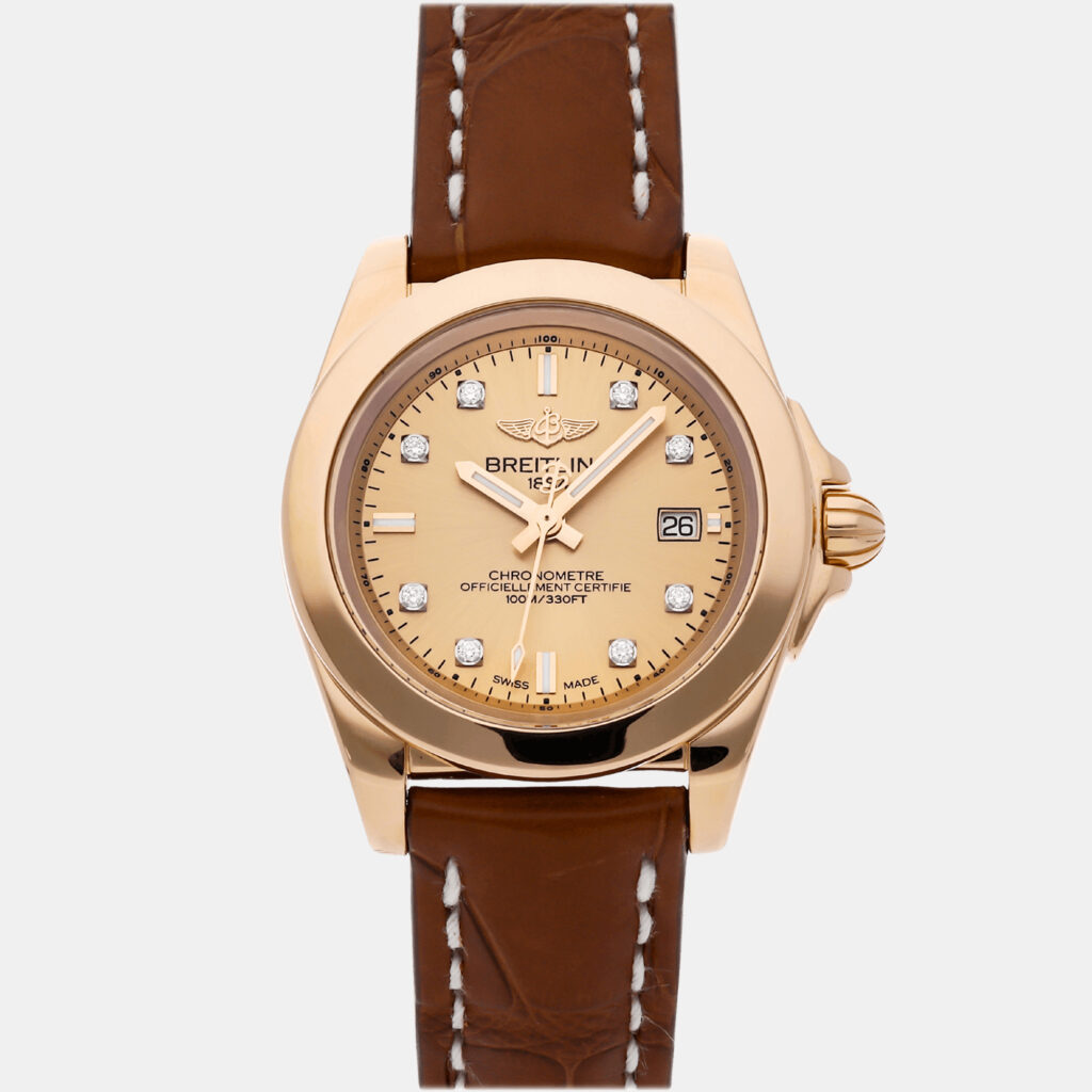 luxury-women-breitling-used-watches-p978352-002 Breitling Galactic H7133012/H550 Quartz Champagne 18k Rose Gold Women’s Wristwatch 32mm
