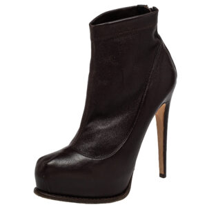 Brian Atwood Burgundy Leather Ankle Length Boots Size 38.5