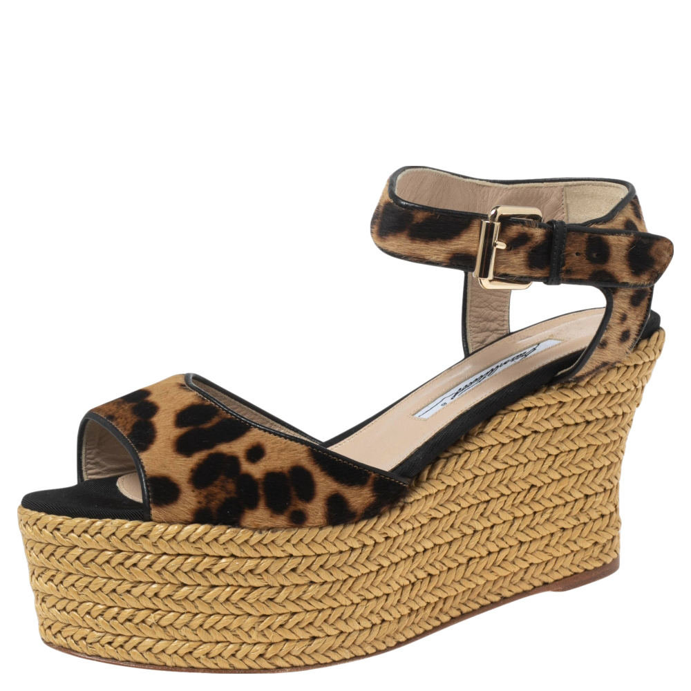 luxury-women-brian-atwood-used-shoes-p592387-003-1 Brian Atwood Beige/Black Pony Hair Espadrille Wedge Sandals Size 39