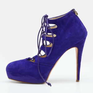 Brian Atwood Purple Suede Lace up Booties Size 38.5