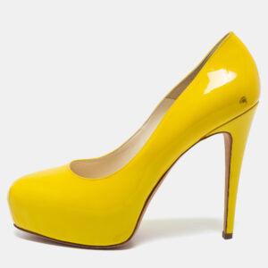 Brian Atwood Yellow Patent Leather Platform Pumps Size 39