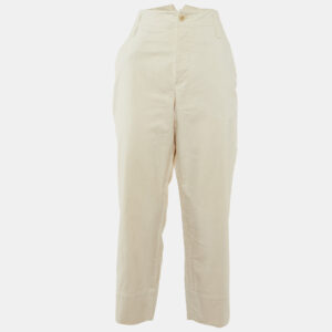 Brunello Cucinelli Off-White Textured Cotton Trouser M