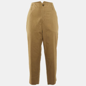 Brunello Cucinelli Brown Cotton High Waist Trousers M