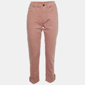 brunello cucinelli pink denim monili cuff detail jeans s/waist 28.5"