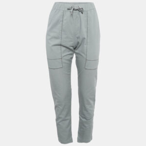 Brunello Cucinelli  Blue Gabardine Monili Detail Trousers S