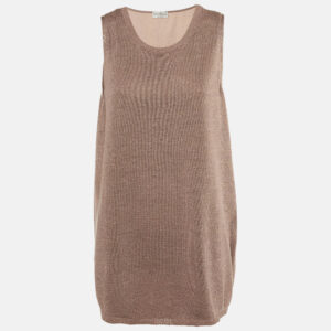 Brunello Cucinelli Mauve Lurex Knit Sleeveless Jumper L