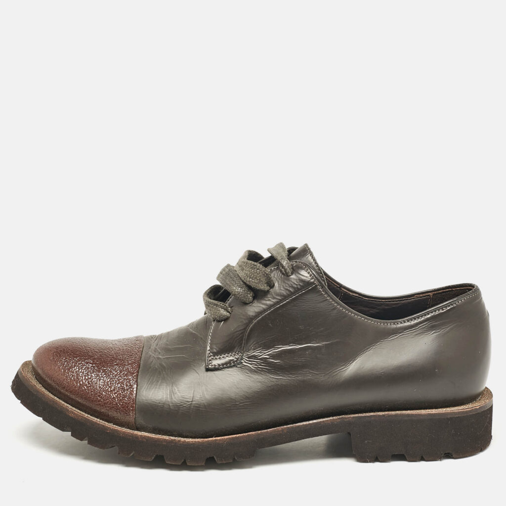 luxury-women-brunello-cucinelli-used-shoes-p1088181-009 Brunello Cucinelli Two Tone Leather Lace Up Oxfords Size 37