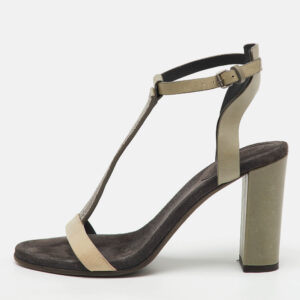 Brunello Cucinelli Multicolor Leather and Beads T-Strap Sandals Size 40