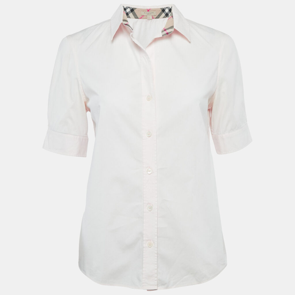 luxury-women-burberry-brit-used-clothes-p1096946-002 Burberry Light Pink Cotton Button Front Blouse S