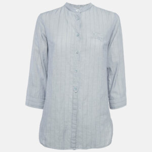 Burberry Brit Grey Pinstripe Button Front Blouse S