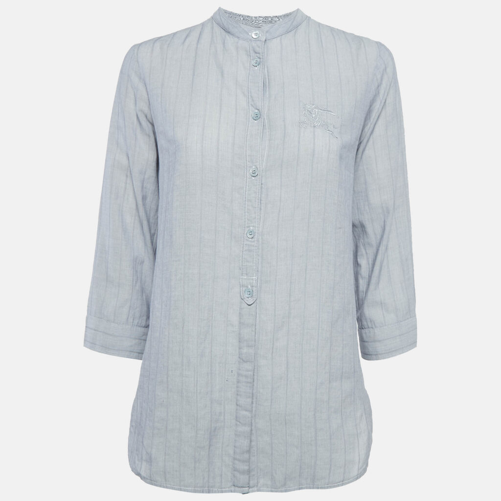 Burberry Brit Grey Pinstripe Button Front Blouse S