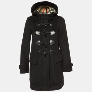 Burberry Brit Black Wool Finsdale Hodded Duffle Coat XS