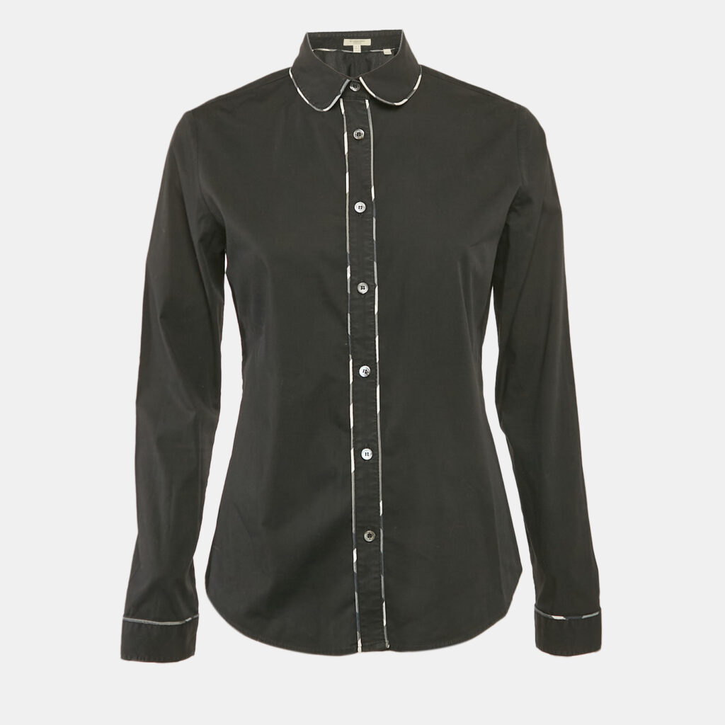 Burberry London Black Cotton Button Front Shirt S