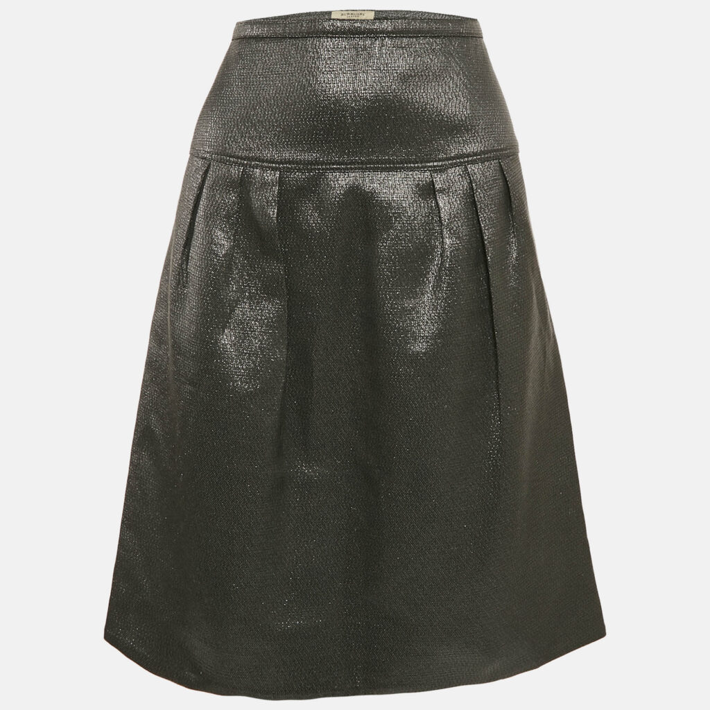 luxury-women-burberry-london-used-clothes-p1121566-005 Burberry London Metallic Lurex Pleated Knee-Length Skirt M