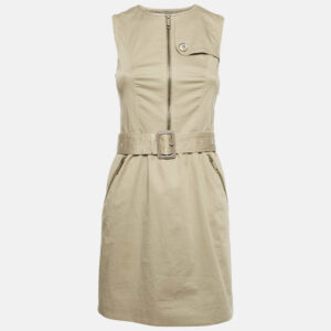 Burberry London Beige Cotton Belted Sleeveless Mini Dress S