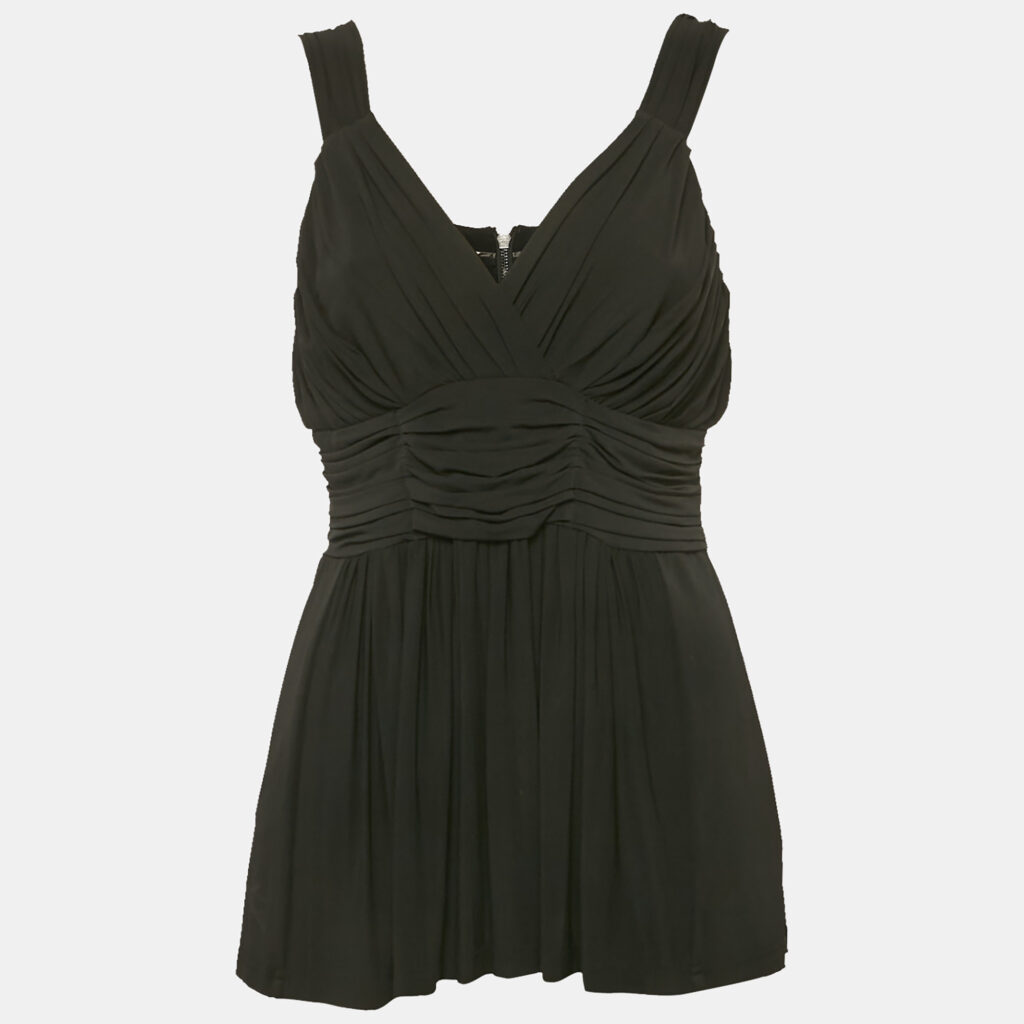 Burberry London Black Jersey Draped V-Neck Top M