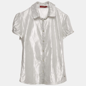Burberry London Silver Lam&eacute; Button Front Shirt XS