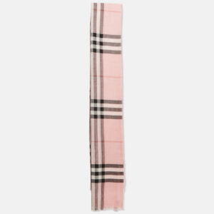 Burberry Pink  Wool & Silk Giant Check Gauze Scarf