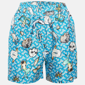 Burberry Blue Tawney Print Silk Shorts XXS
