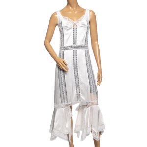 Burberry White Satin & Lace Paneled Slip Dress XS