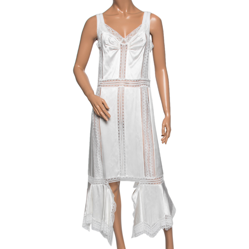 luxury-women-burberry-new-clothes-p611446-008-2 Burberry White Satin Silk & Chantilly Lace Sleeveless Slip Dress S