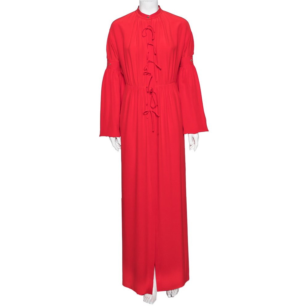 luxury-women-burberry-new-clothes-p611455-001-2 Burberry Red Silk Button Down Maxi Dress S
