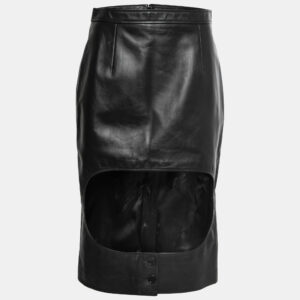 Burberry Black Leather Cut Out Pencil Skirt S