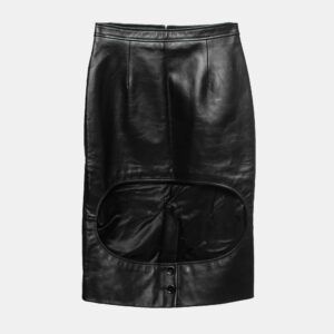 Burberry Black Leather Cut Out Pencil Skirt XS