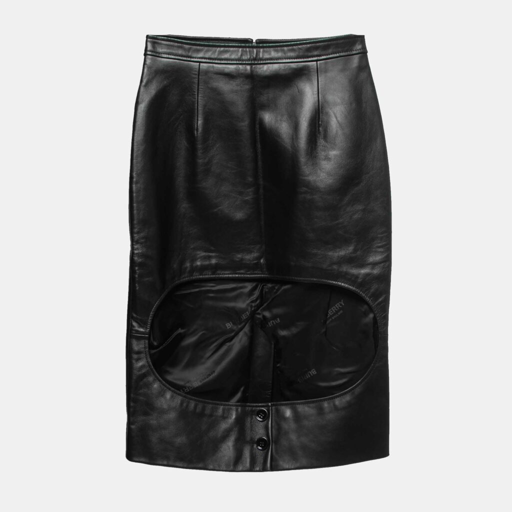 luxury-women-burberry-new-clothes-p795736-002 Burberry Black Leather Cut Out Pencil Skirt XS
