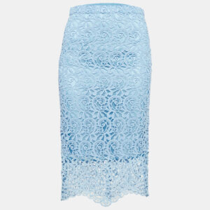 Burberry Pale Blue Lace Pencil Skirt S