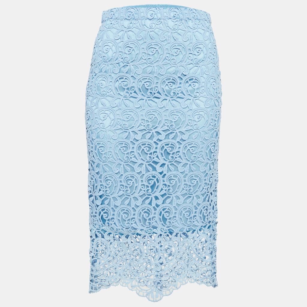 Burberry Pale Blue Lace Pencil Skirt S