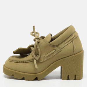 Burberry Yellow Nubuck Leather Stride Derby Loafers Size 37