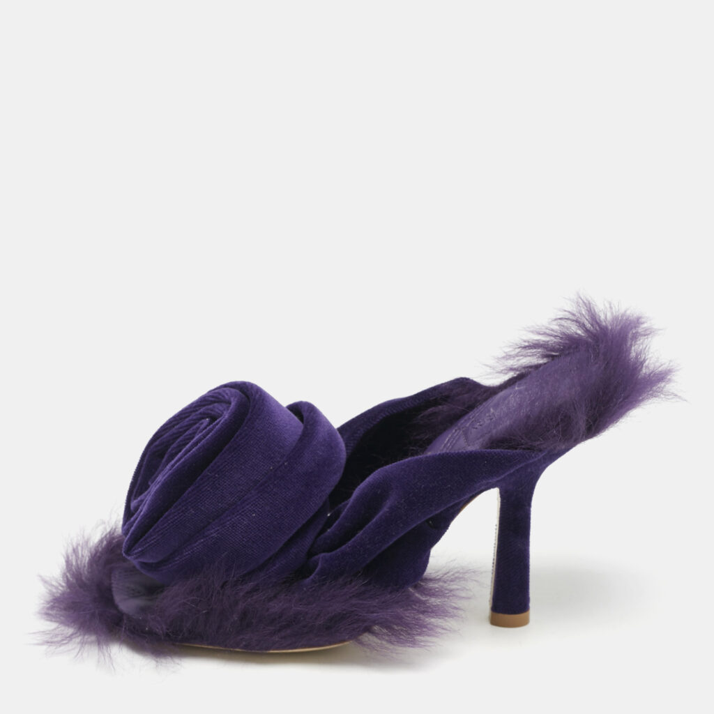 luxury-women-burberry-new-shoes-p1163322-007 Burberry Purple Velvet and Fur Step Rose Thong Sandals Size 36