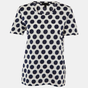 Burberry Prorsum White/Navy Blue Polka Dot Print Cotton T-Shirt M