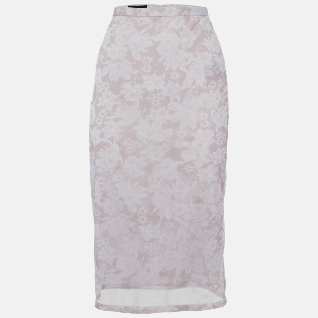 luxury-women-burberry-prorsum-used-clothes-p1141641-002 Burberry Prorsum Pink Floral Print Mesh Knee Length Skirt M