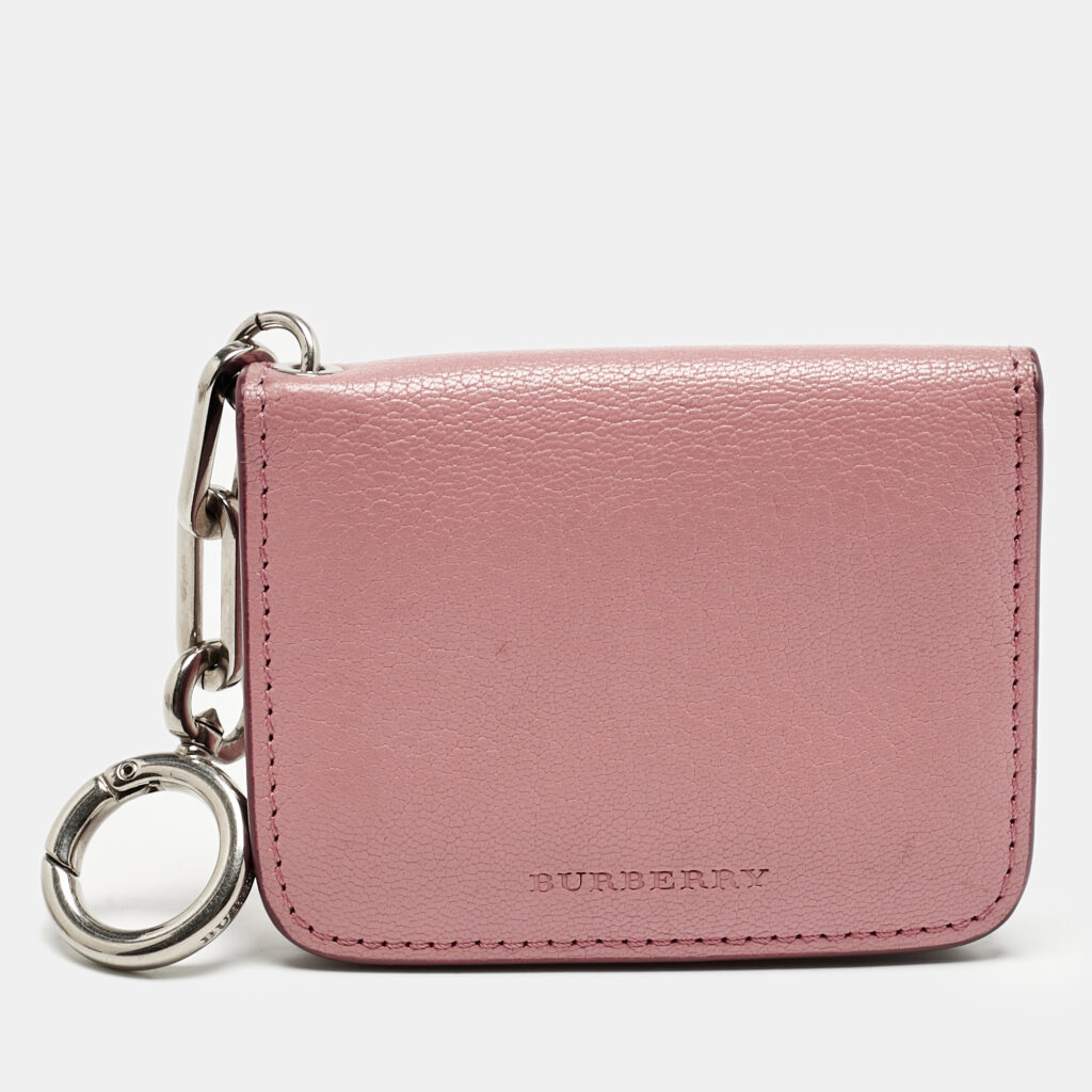 luxury-women-burberry-used-accessories-p1159248-001 Burberry Pink Leather Motif Card Case Bag Charm