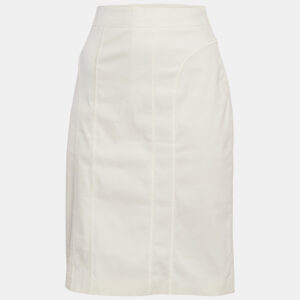 Burberry Off-White Cotton Knee-Length Skirt M