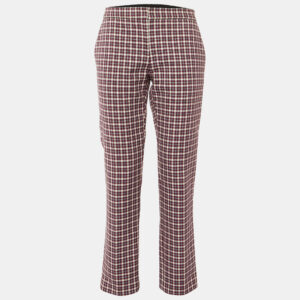 Burberry Purple Checked Cotton Tailored Pants S