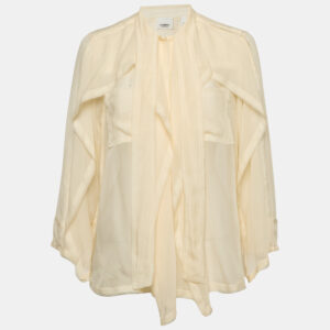 Burberry  Beige Silk Raw Edge Detail Shirt M
