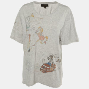 Burberry Grey Printed Cotton Knit T-Shirt XXL
