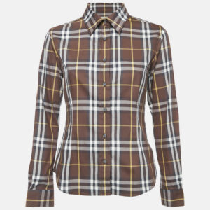 Burberry Brown Checks Cotton Long Sleeve Shirt S