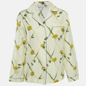 Burberry Yellow Dandelion-Print Silk Pyjama Shirt XS