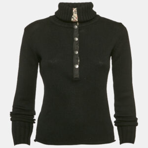 Burberry Black Merino Wool Knit Turtleneck Sweater XS