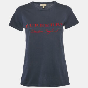 Burberry Blue/Red Cotton Crew Neck T-Shirt XS