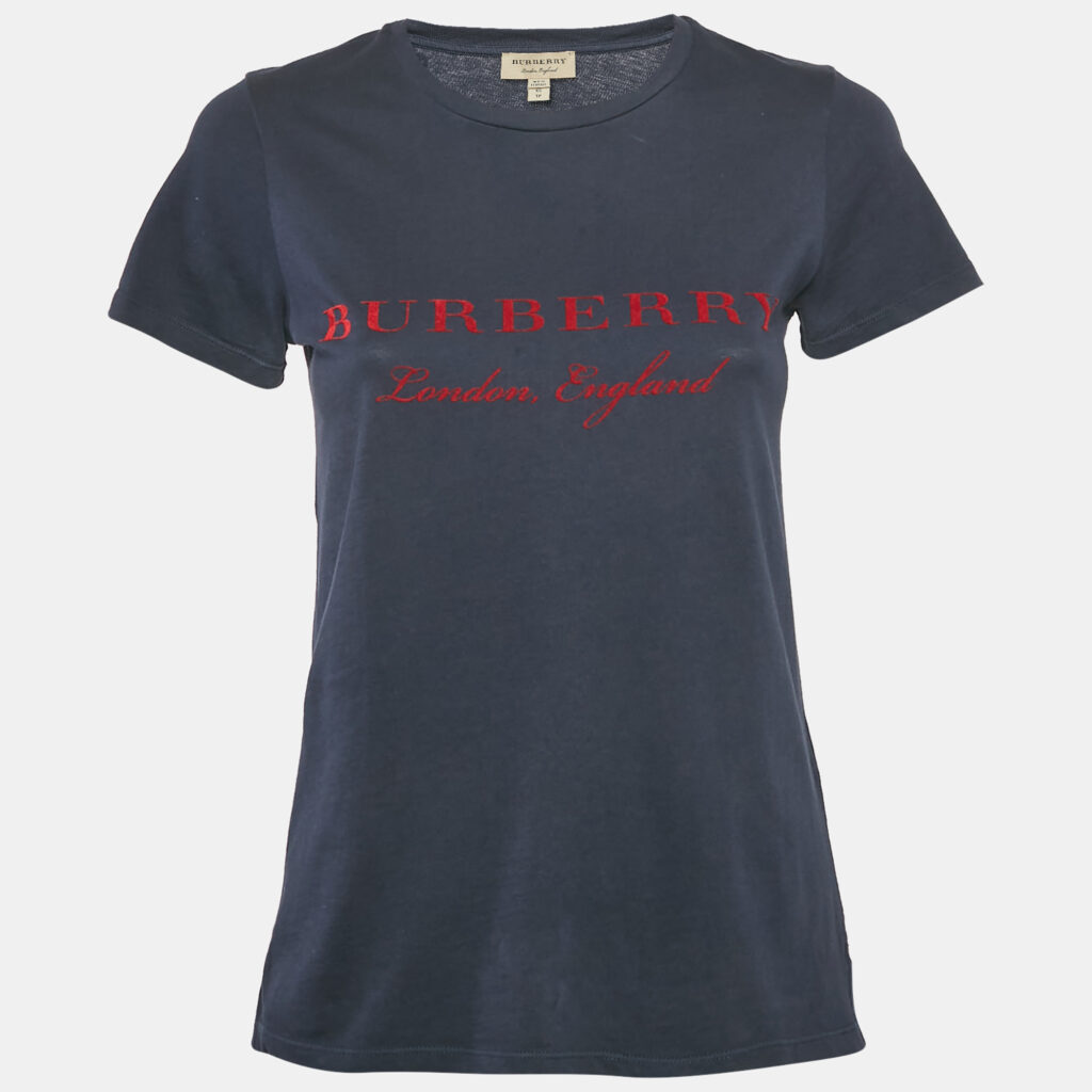 luxury-women-burberry-used-clothes-p1169880-003 Burberry Blue/Red Cotton Crew Neck T-Shirt XS
